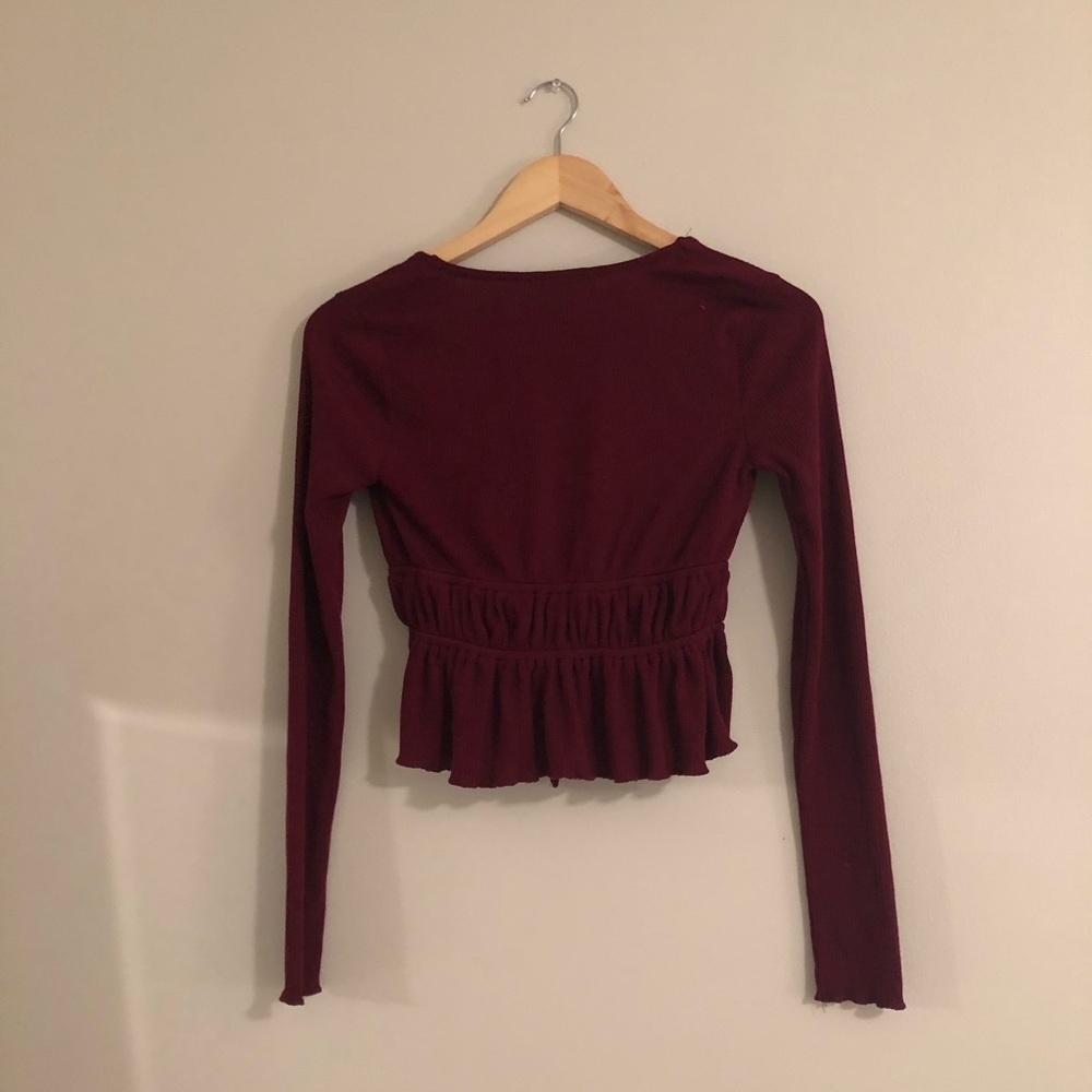 Maroon Tie Front Shirt - Picture 5 of 6